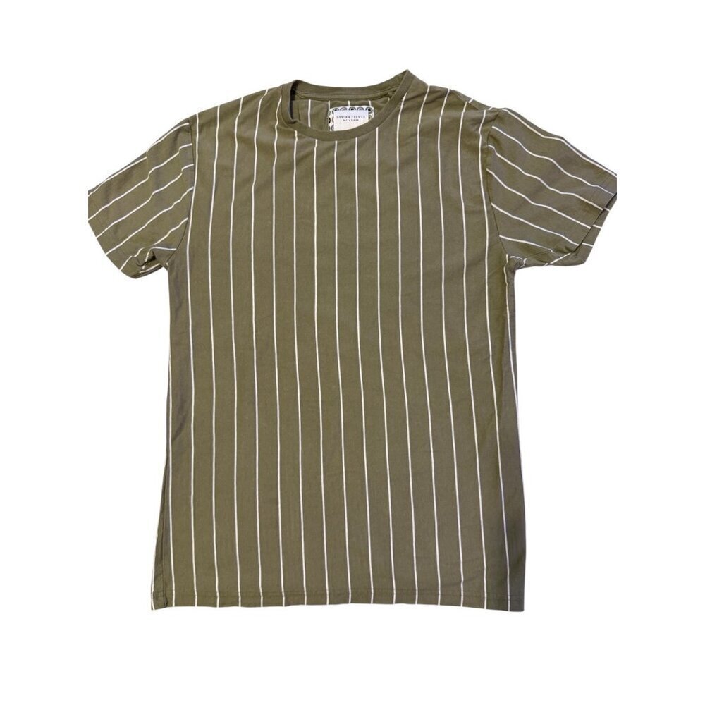 Denim & Flower Ricky Singh Tan Striped T-Shirt Small